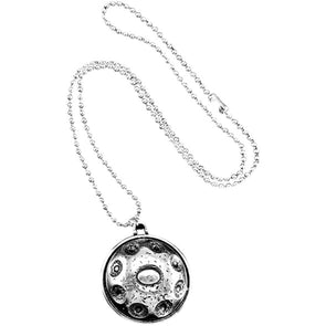 pendentif handpan, collier handpan, hang drum, argenté, bijou, cadeau